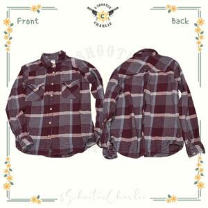 RVCA Shirt Womens Size Small Brown Plaid Button Up Blouse Shirt Long Sleeve